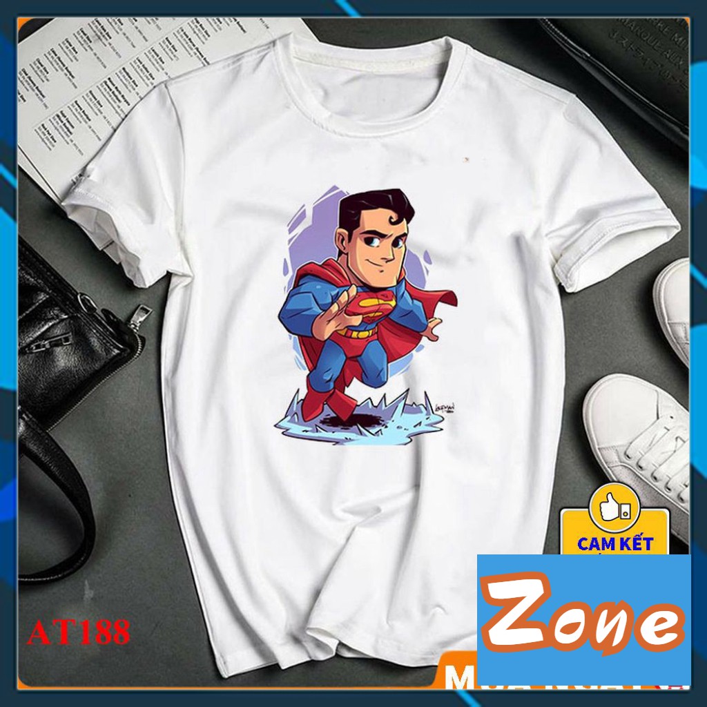 Áo thun BST nam nữ in hình siêu nhân Supper man chibi siêu dễ thương AT188A