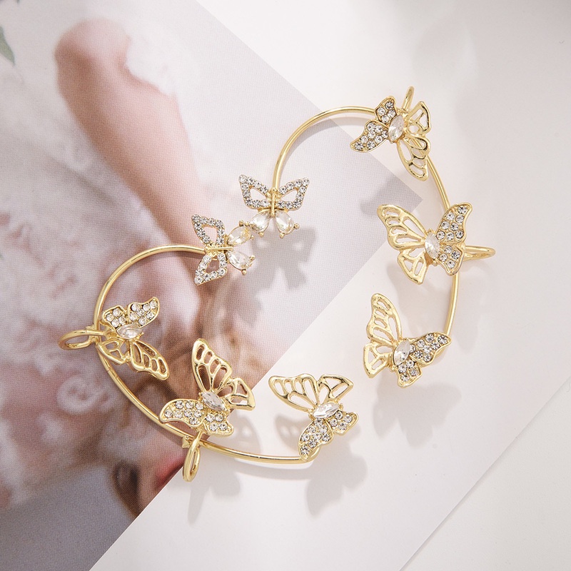 Bông Tai Dạng Kẹp Đính Đá Zircon Hình Bướm Phong Cách Bohemian Đơn Giản Dành Cho Nữ