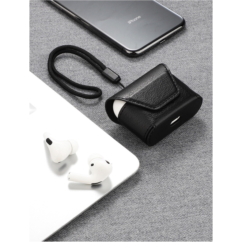 Case Bao Da Airpods Pro Có Hít Nam Châm Có Dây Treo Nhiều Màu