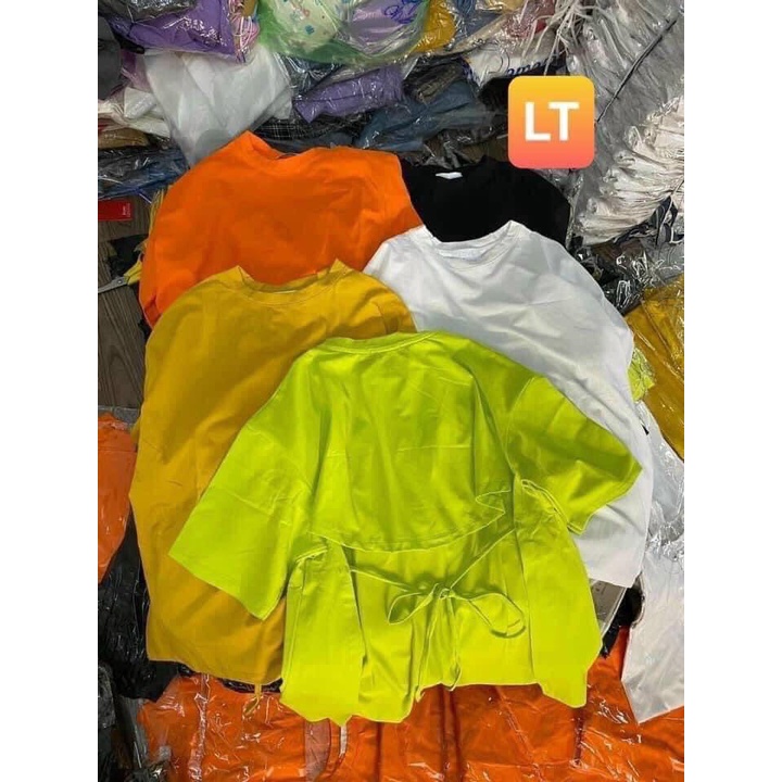 áo kiểu 3/4 hở lưng form rộng cột dây nơ sau