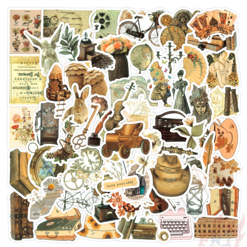 110 Cái / Bộ ❉ Điều trị gia tăng. Miếng Dán Trang Trí Thiết Kế Phong Cách Retro Độc Đáo ❉ Sticker Dán Tường Chống Thấm Nước Thời Trang