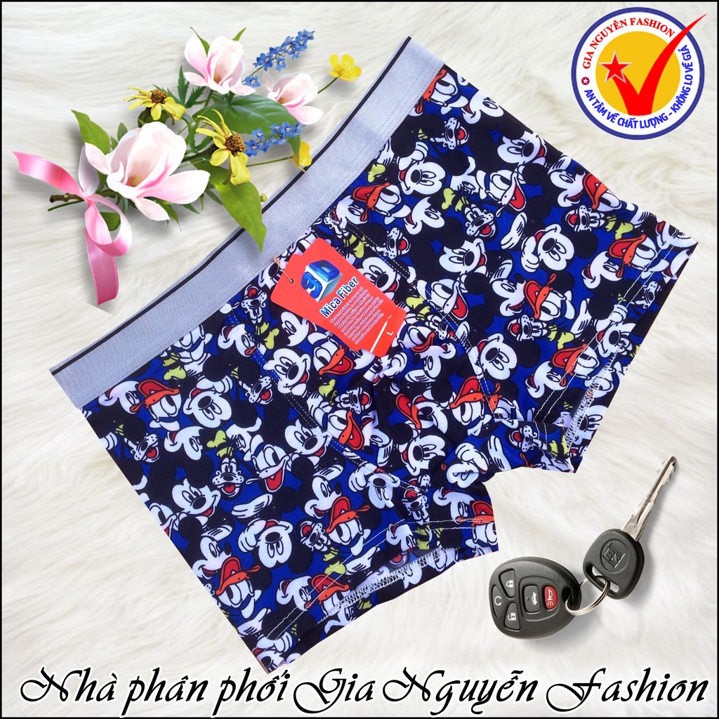 Combo 5 quần Boxer thun lạnh, Quần sịp đùi nam in hoạ tiết hoạt hình độc đáo