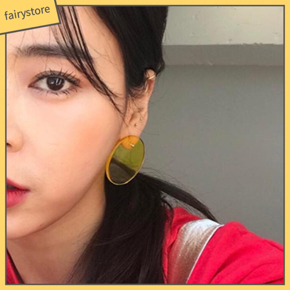 Bông tai tròn thiết kế dạng ống kính nhiều màu thời trang cho nữ