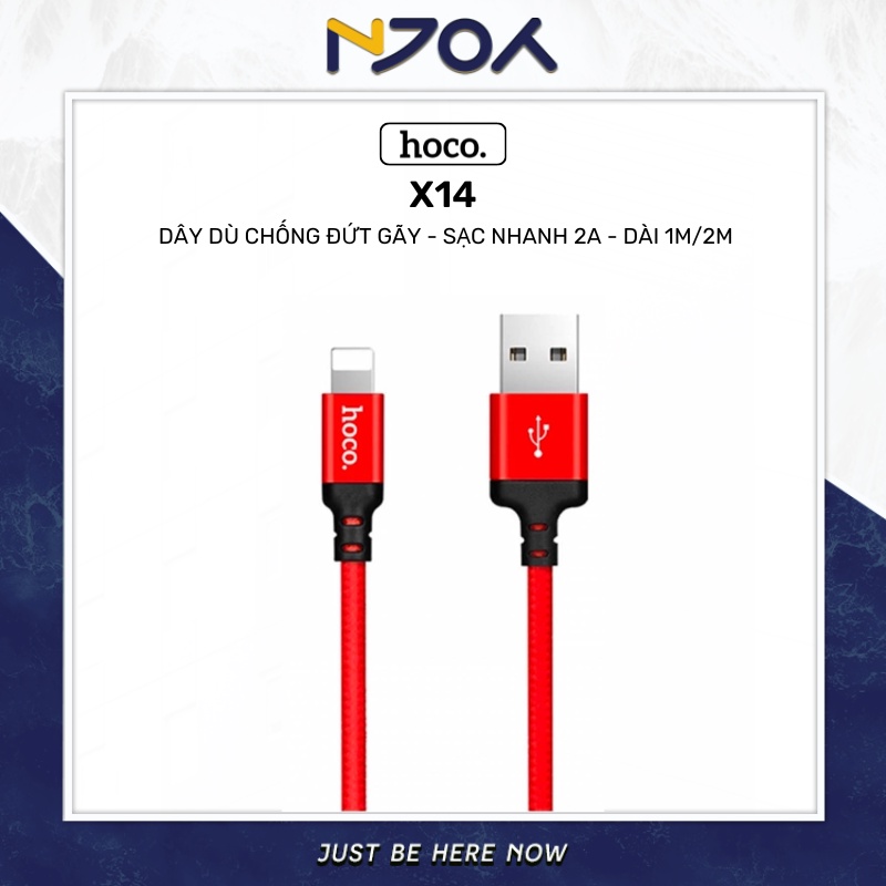 Cáp Sạc Nhanh Hoco X14 Chân Cắm Dây Dù 1m/2m Dành Cho Ip6 6s 7 Plus 8 Plus Xsmax Njoyshop