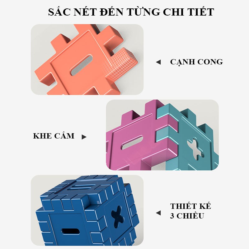 Đồ Chơi Xếp Hình Khối Hình Vuông Nhiều Màu Nhiều Số Thông Minh Giáo Dục Cho Bé Hamiha-ĐC50