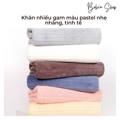 Khăn tắm lông cừu san hô, hàng Xuất Nhật 2023 vân kẻ sọc siêu dày, siêu mềm mịn cho da của gia đình 70x140cm