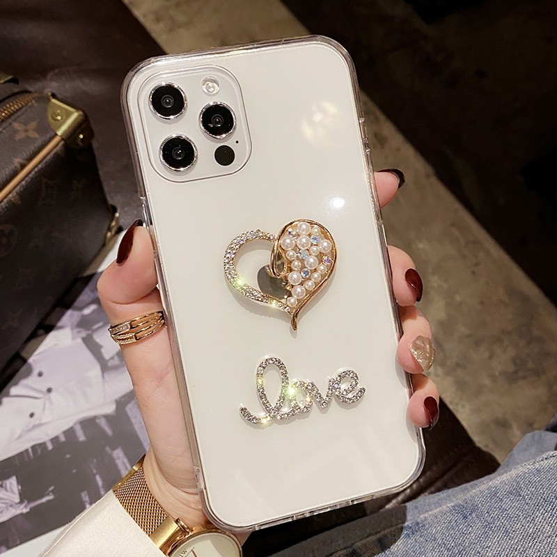 Ốp Lưng Kim Tuyến Nước Hình Trái Tim Cho iPhone 13 Pro Max iPhone 12 11 Pro Max X XR XS 7 Plus
