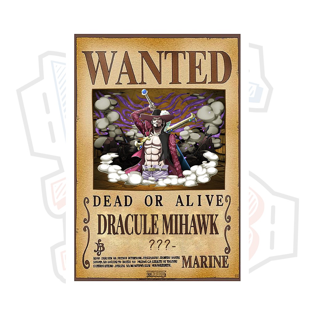 Poster truy nã Dracule Mihawk (Thất Vũ Hải) - One Piece