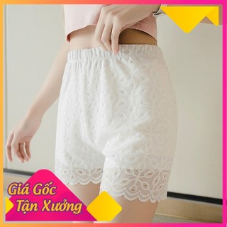 Quần đùi nữ, quần short nữ vải cotton thêu ren hoa văn ngoài độc đáo, quyến rũ