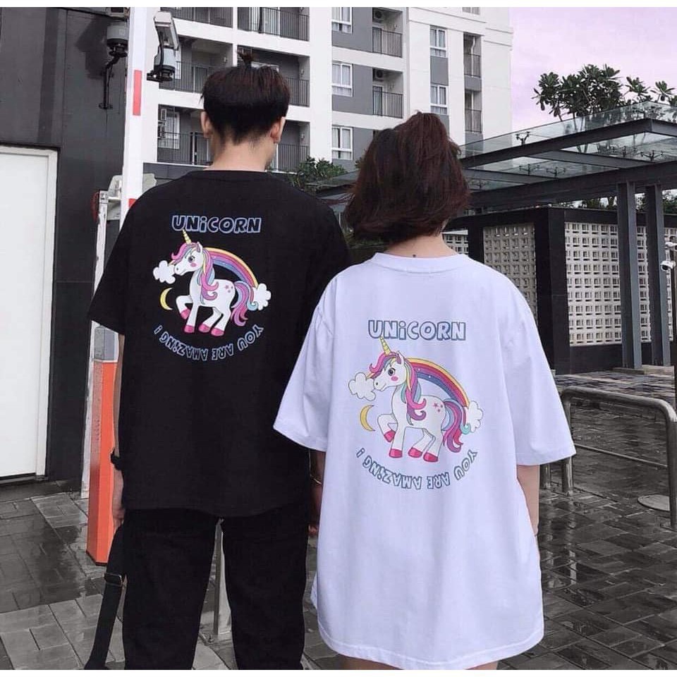 Áo thun tay lỡ _ Hình Thật _ unisex in kì lân UNICORN A020