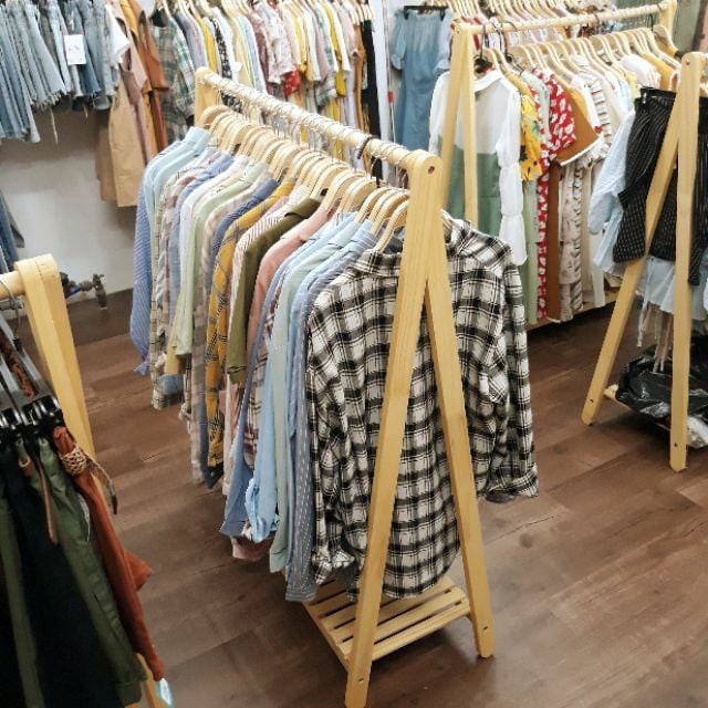 MIỄN SHIP Kệ Treo Quần Áo Chữ A 1 Tầng Bằng Gỗ Nhập Khẩu