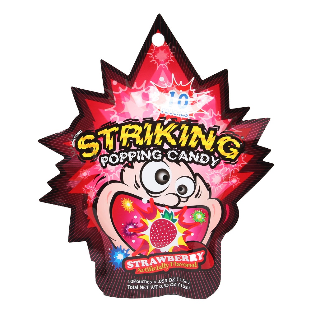 Kẹo Nổ Striking Hong Kong Popping Candy Vị Dâu Strawberry (Gói 30g)