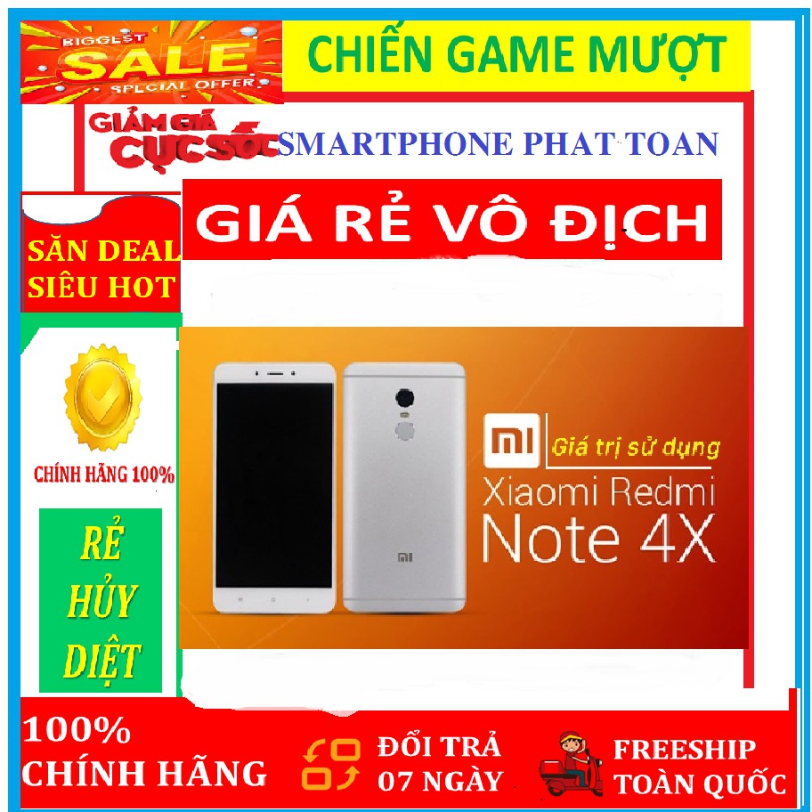 điện thoại Xiaomi Redmi Note 4 - Xiaomi Note 4X 2sim ram 4G/64G có Tiếng Việt, Chơi Liên Quân mượt