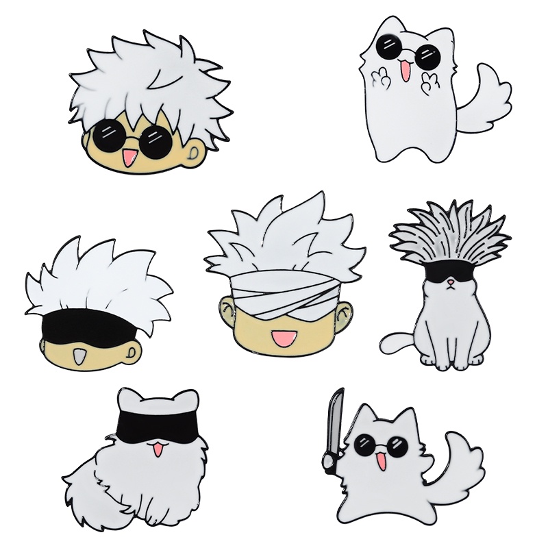 Ghim cài áo QIHE JEWELRY tráng men hình các nhân vật trong anime Jujutsu Kaisen phong cách dễ thương dùng làm quà tặng