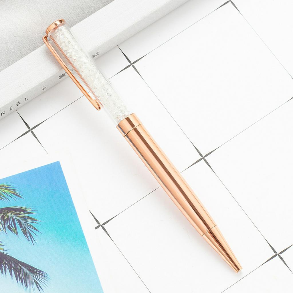 Bút bi viết mực bằng kim loại thiết kế pha lê kim cương sáng tạo