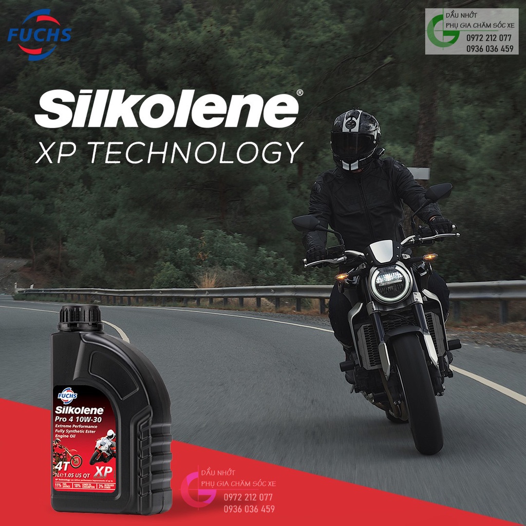 Dầu Fuchs Silkolene Pro 4 10W-30 XP tổng hợp toàn phần cho xe Honda, Winner X