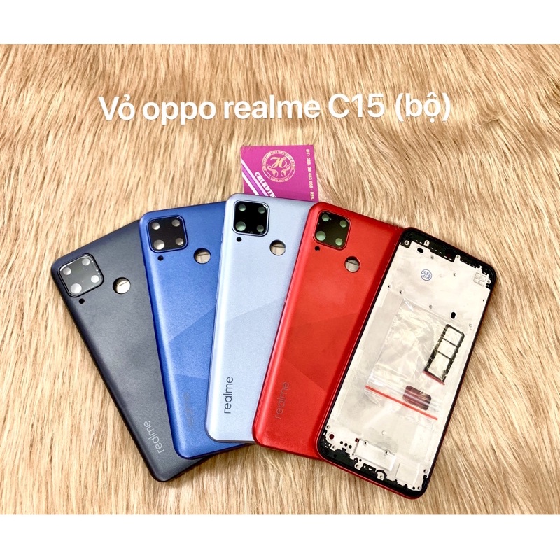 vỏ oppo C15 (khung sườn, nắp lưng , nút âm lượng , nút nguồn , kính camera , khay sim)
