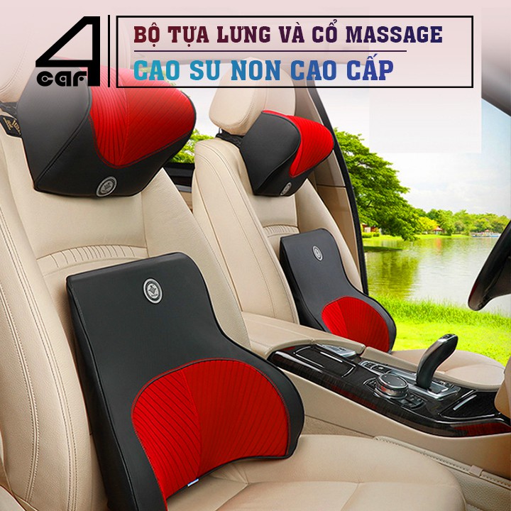 [Massage] Gối tựa đầu và tựa lưng massage cao su non cao câp, mẫu mới 2020 bề mặt da mềm thoáng khí gồm 6 chế độ rung