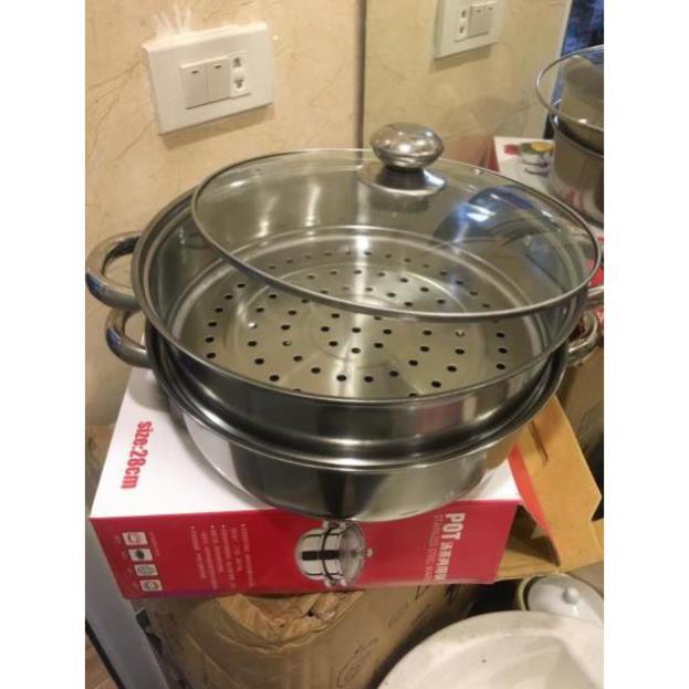NỒI LẨU INOX KÈM KHAY HẤP 2 TẦNG
