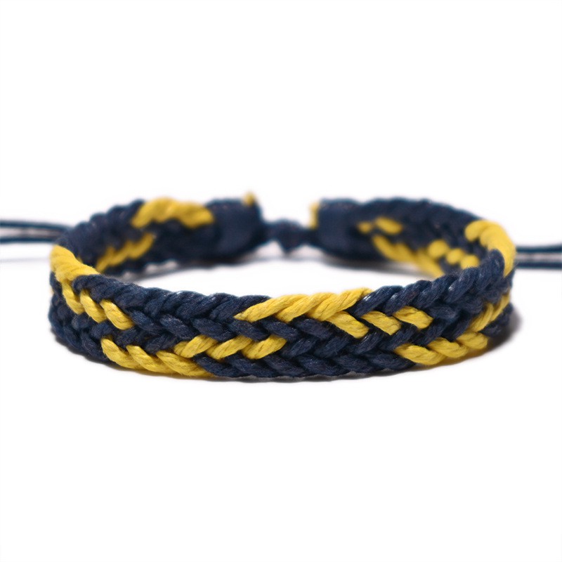 Thời Trang Vòng Tay Dây cotton Lanh Bện Rộng 11mm Phong Cách Cổ Điển Có Thể Điều Chỉnh Cho Nam Và Nữ