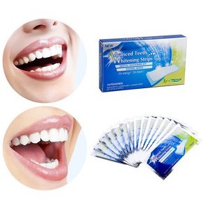 Set 1 bao 2 miếng dán (1 trên, 1 dưới) trắng răng tiện lợi Advanced Teeth Whitening Strips