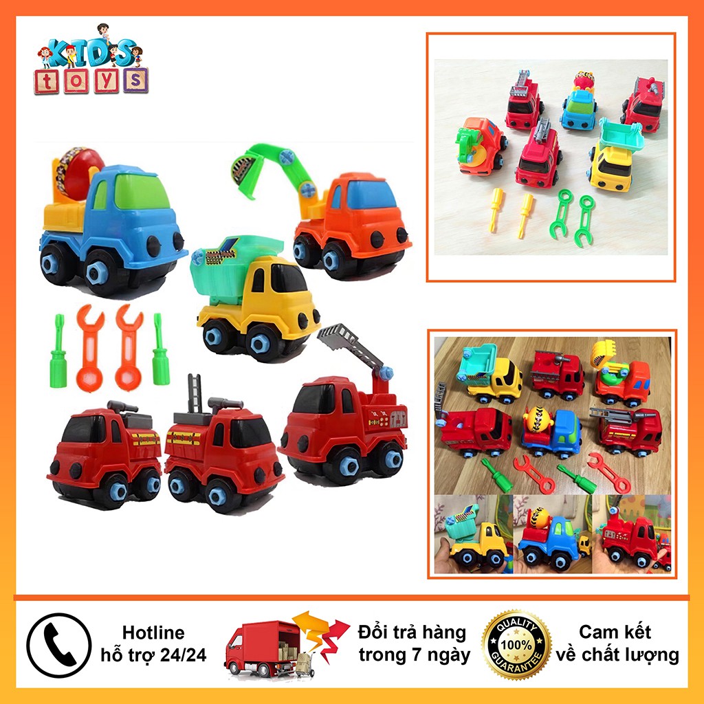 Xe đồ chơi bộ 6 xe xây dựng chất liệu nhựa an toàn siêu dễ thương