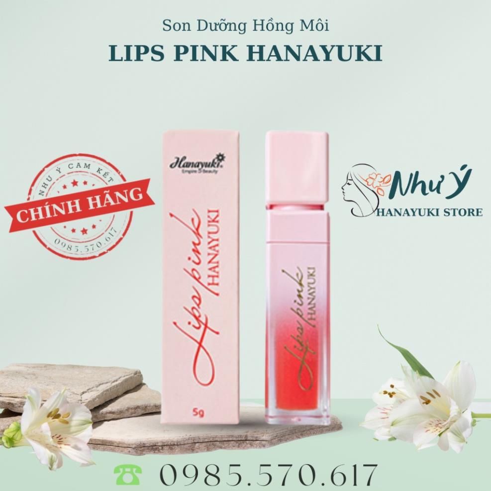 Son Hồng Môi Lips Pink HANAYUKI Son Dưỡng Có Màu Thỏi 5 gram