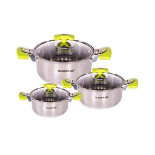 BỘ NỒI INOX 3 ĐÁY SUNHOUSE SH336 ( Sử  dụng được trên tất cả loại bếp - Bếp từ, bếp hồng ngoại, bếp gas)