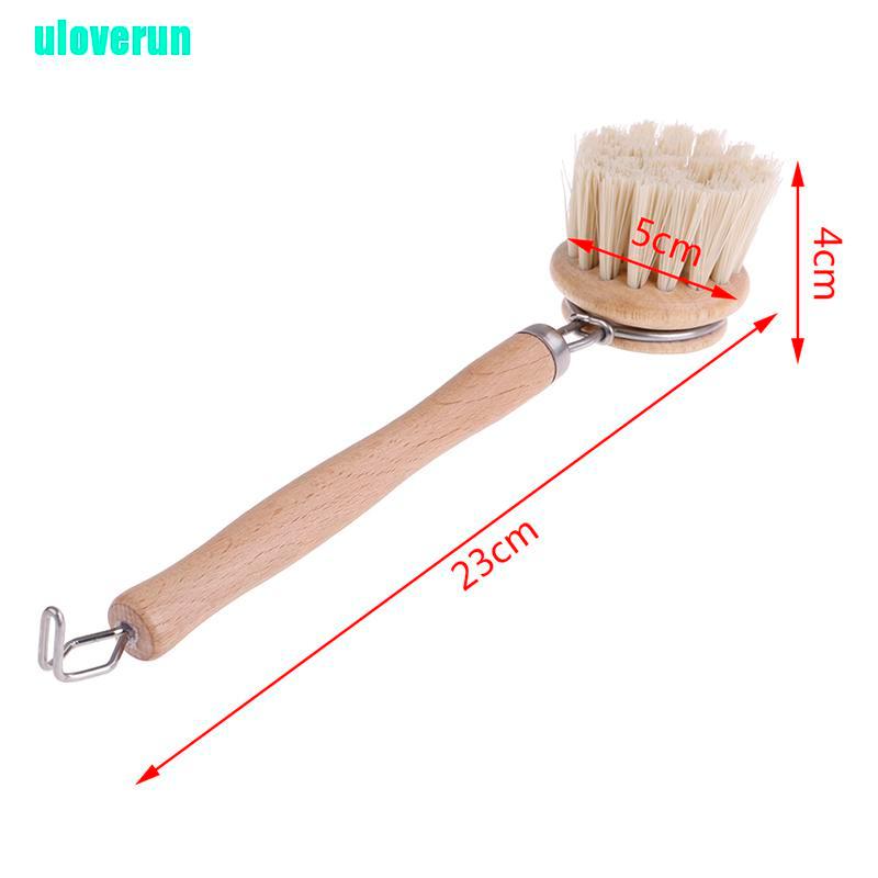 1 Bàn Chải Chà Nồi Tay Cầm Dài Bằng Gỗ Tiện Dụng