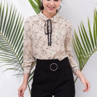 Áo sơ mi hoa thắt nơ