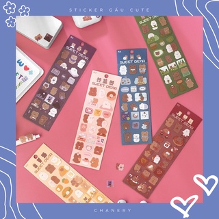 Sticker gấu cute nhiều màu trang trí ốp điện thoại, bình nước