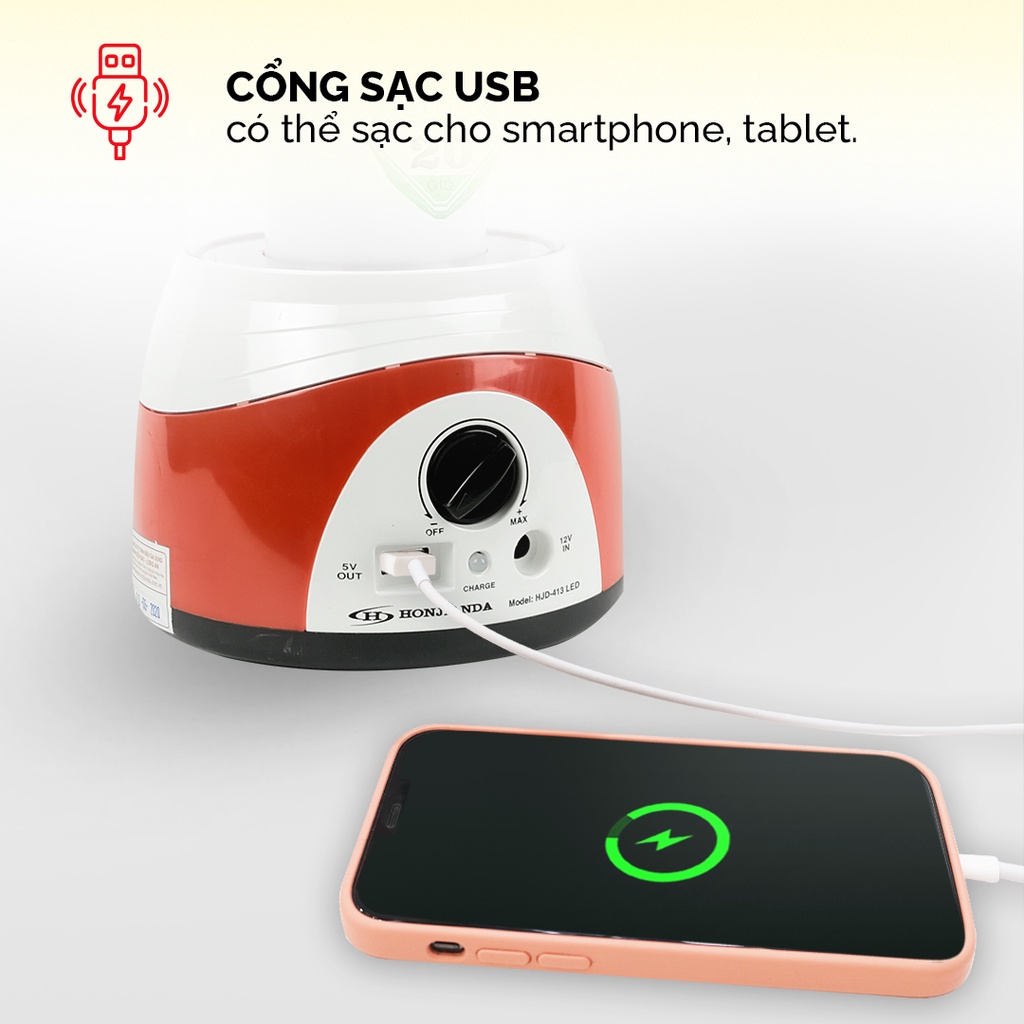 Đèn sạc tích điện đa năng Honjianda HJD-413 72 bóng LED siêu sáng