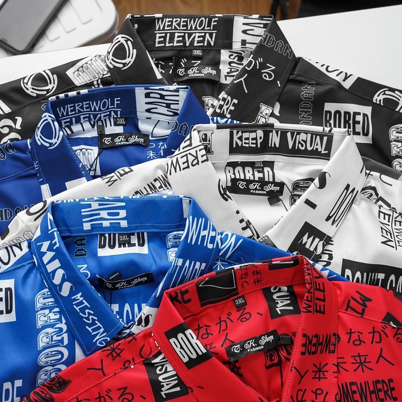 Áo sơ mi nam tay dài hoạ tiết chữ “MISSING” Bigsize < 125kg