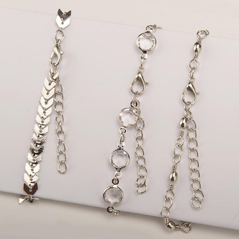 ( 2 màu ) Bộ ba lắc chân LÁ NGHIÊNG HẠT TRÒN thời trang nữ sang chảnh