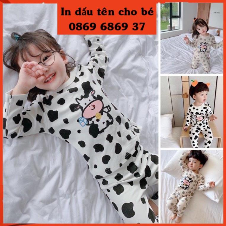 IN DẤU TÊN BÉ LÊN BỘ BÒ SỮA DÀI TAY DỄ THƯƠNG CHO BÉ