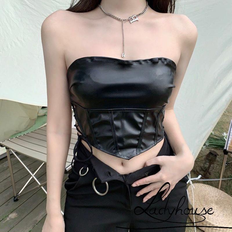 Áo Croptop Không Tay Hở Lưng Màu Trơn Thiết Kế Độc Đáo Thời Trang Cho Nữ