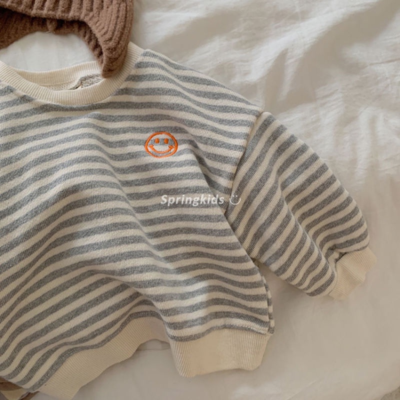 Áo Sweater kẻ sọc dáng rộng thời trang dành cho bé gái