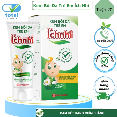 Kem bôi da trẻ em Ích Nhi giúp giảm mẩn ngứa, sưng đỏ, dùng cho trẻ từ sơ sinh bị hăm tã, mụn nhọt, rôm sẩy- Tuýt 20g
