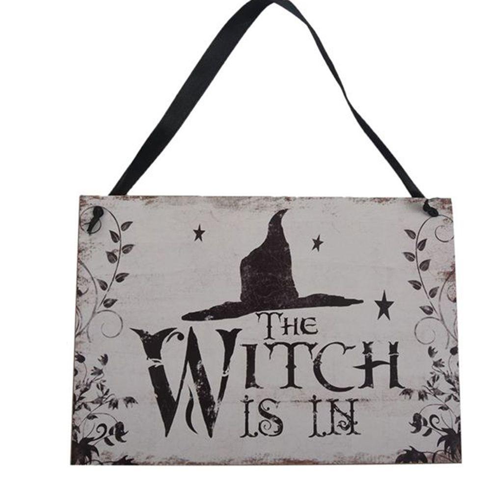 Biển Gỗ Treo Cửa Chào Mừng Halloween In Chữ Happy Halloween