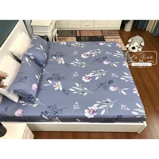 Bộ Ga Gối Lụa Tencel Hoa Xanh  ( Ảnh thật 100%)