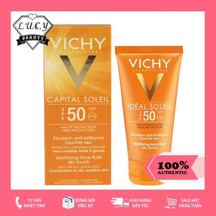 Hàng Pháp- Kem Chống Nắng Vichy SPF 50 Ideal Soleil Emulsion Anti-Brillance