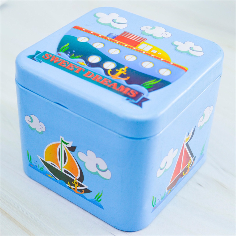 Hộp Thiếc Mini Hình Vuông In Họa Tiết Hoạt Hình Nhiều Màu Sắc Dùng Đựng Trang Sức / Kẹo Tiện Dụng