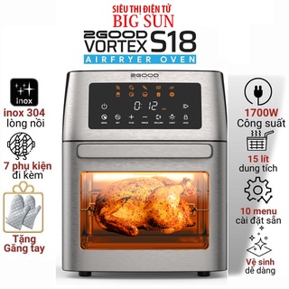 Nồi chiên không dầu 2GOOD Vortex S18 inox 304, Lò nướng điện làm bánh mì, thịt, cá đa năng chính hãng - HAPOS