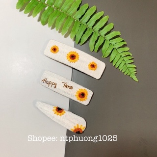Kẹp tóc thêu tay handmade hoa hướng dương