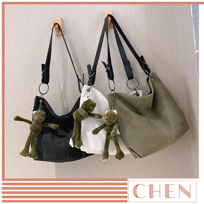 Túi đeo chéo túi đeo vai nữ CHEN vải canvas trơn đựng a4 đi học đi chơi, dây túi đeo vai da pu cao cấp TX25