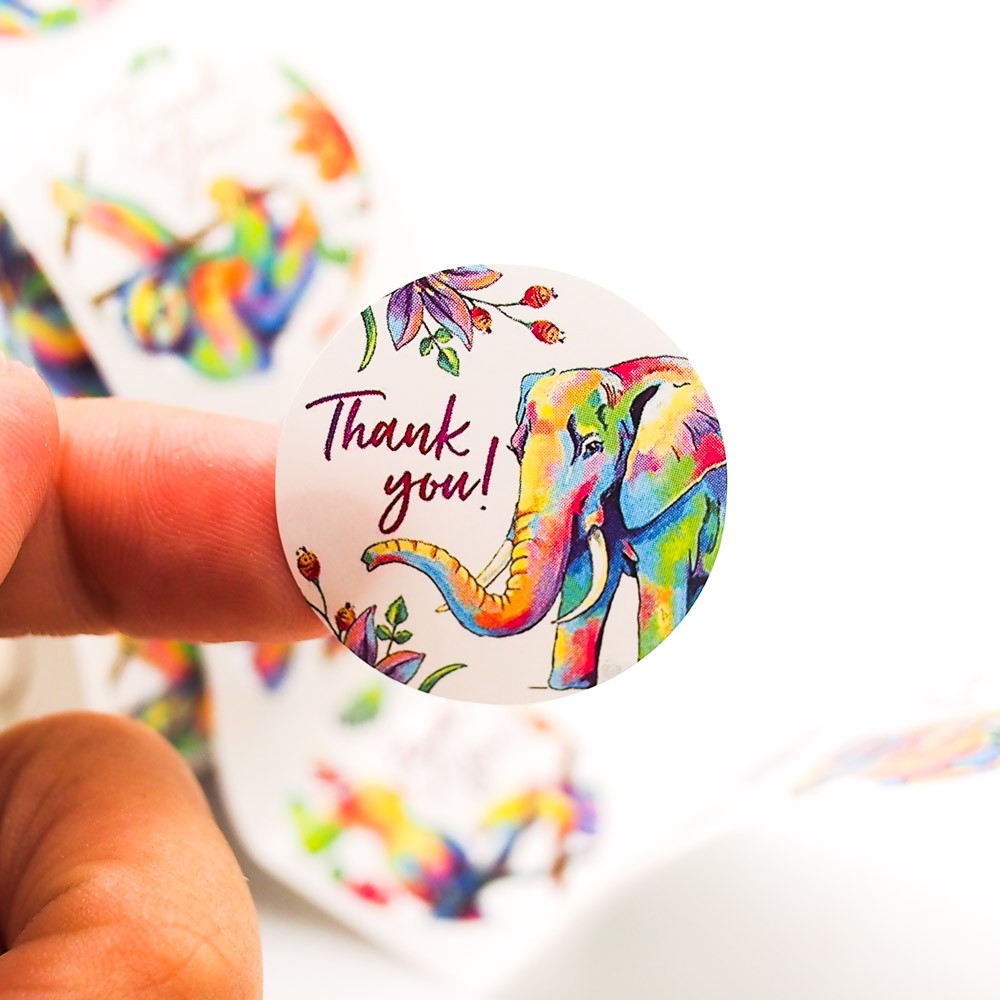Thank You Animals Tape - Cuộn băng keo sticker cám ơn- Số lượng 500cái x 2.5cm - STICKER FACTORY