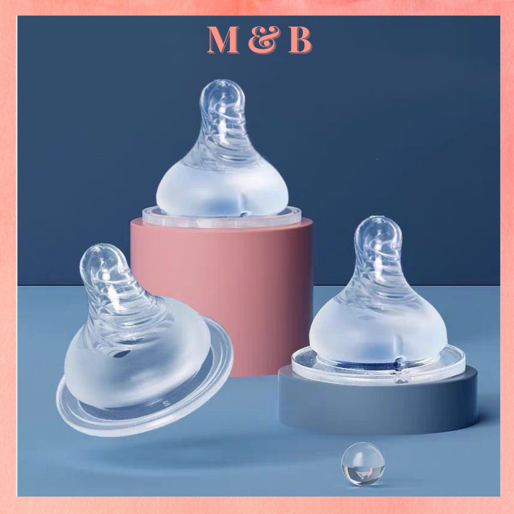 Núm ti, núm vú silicon siêu mềm, siêu co giãn Size S, M, L, Sử dụng được cho hầu hết các loại bình