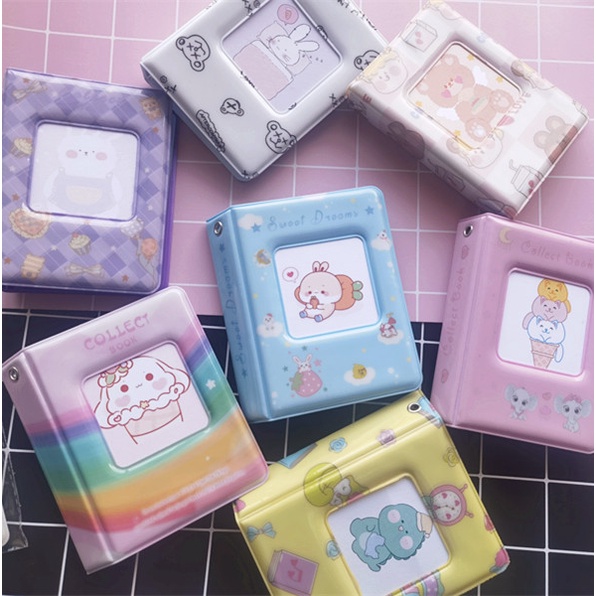 Album Ảnh Hàn Quốc 3 Inch Nắp Vuông Mini 40 Ngăn Đựng Thẻ Sưu Tầm Hình Trái Tim Dễ Thương