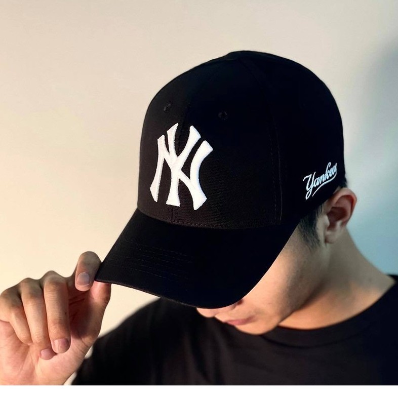 Nón kết Mũ lưỡi trai N.Y đen logo thêu trắng tinh tế dành cho nam nữ Free size, Full hộp