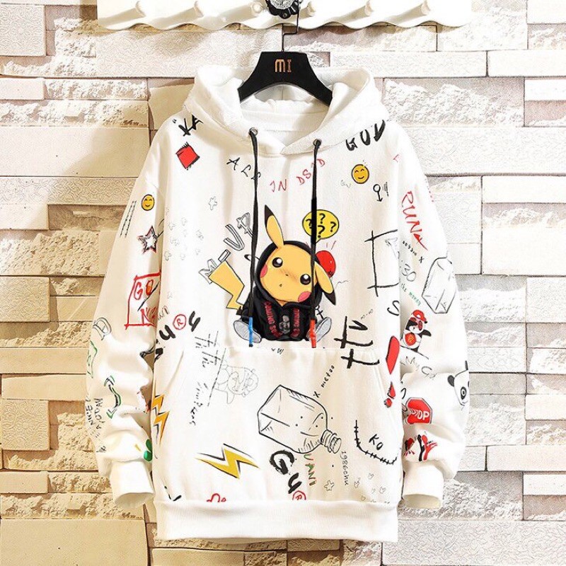 Áo Hoodie Nỉ TÀI EM Mẫu Mới Hoạ Tiết Hoạt Hình Pikachu Cá Tính Trẻ Trung